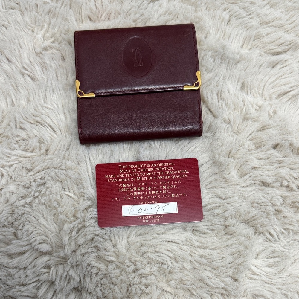 ✨Vintage Must de Cartier Bordeaux Leather Wallet✨ - Picture 14 of 15